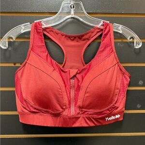 Yvette High Impact Zip Front Sports Bra Red Racerback D–F Cup Size 8